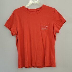 Vineyard Vines Coral Tee with Pocket Logo, Size Large